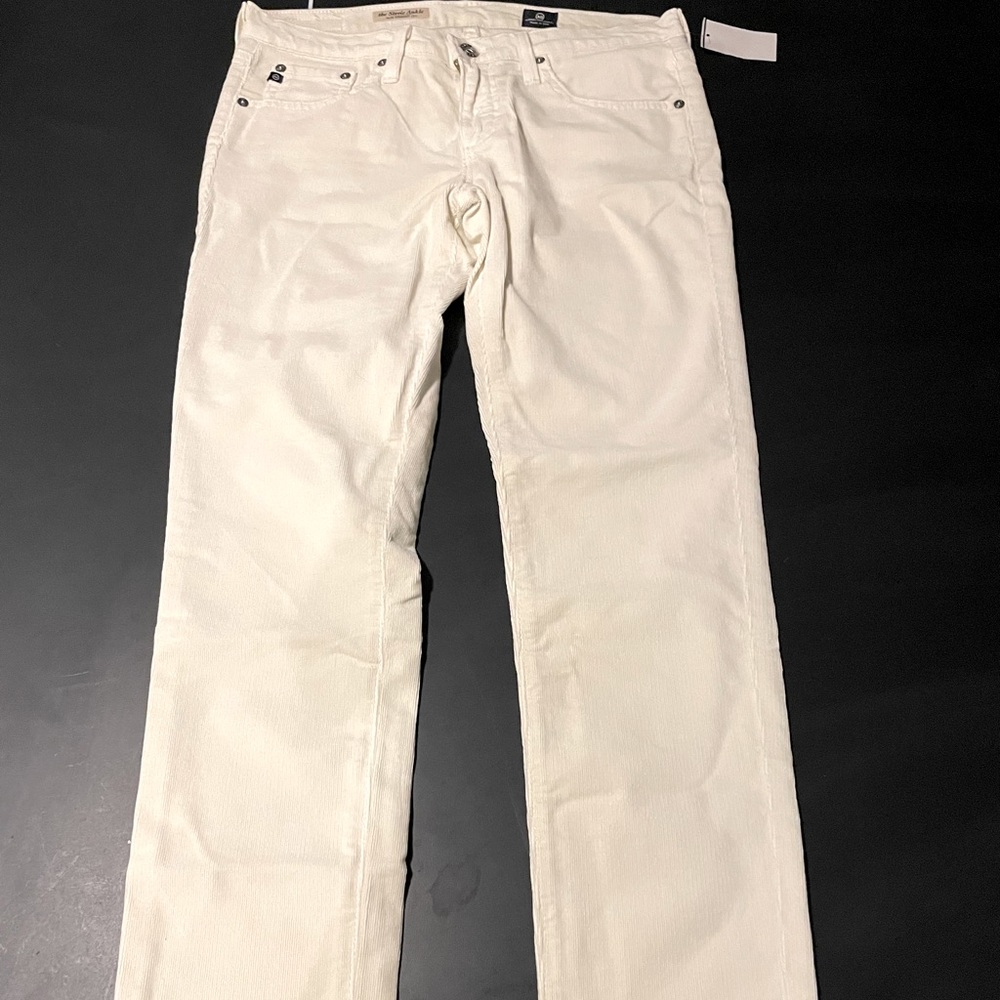 AG Adriano Goldschmeid; Stevie Ankle in winter white corduroy. Size 29R.